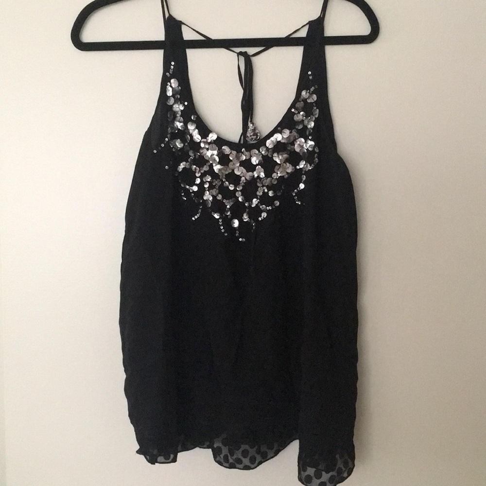 Black and gray sequin top by Rebecca Taylor